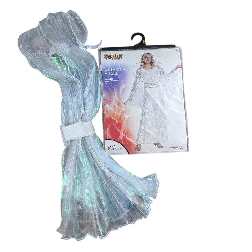 Spirit Whimsical Angel Costume with iMucci LED Wings Medium 8-10 Dress Halo
